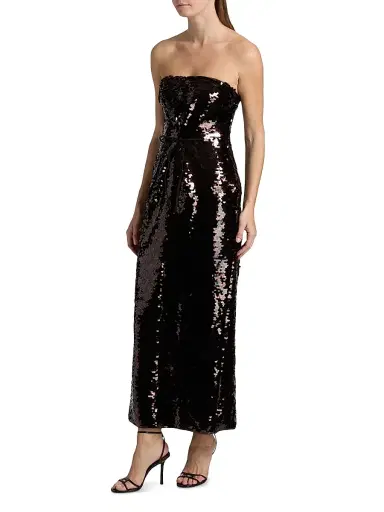 Staud Women's Cece Sequined Strapless Sheath Cocktail Dress - Espresso Black | Thumbnail 4 Staud Women's Cece Sequined Strapless Sheath Cocktail Dress - Espresso Black | Thumbnail 4