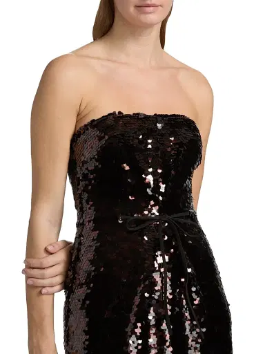 Staud Women's Cece Sequined Strapless Sheath Cocktail Dress - Espresso Black | Thumbnail 6 Staud Women's Cece Sequined Strapless Sheath Cocktail Dress - Espresso Black | Thumbnail 6