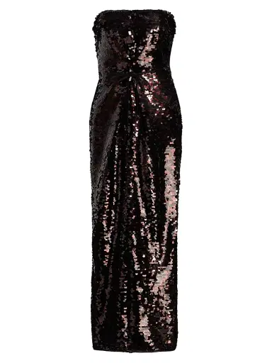 Staud Women's Cece Sequined Strapless Sheath Cocktail Dress - Espresso Black | Thumbnail 1 Staud Women's Cece Sequined Strapless Sheath Cocktail Dress - Espresso Black | Thumbnail 1