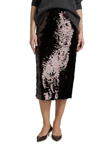 Staud Women's Ciara Sequined Pencil Skirt - Espresso Black | Thumbnail 3 Staud Women's Ciara Sequined Pencil Skirt - Espresso Black | Thumbnail 3