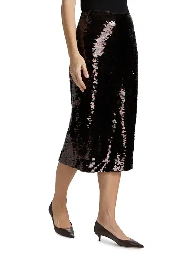 Staud Women's Ciara Sequined Pencil Skirt - Espresso Black | Thumbnail 4 Staud Women's Ciara Sequined Pencil Skirt - Espresso Black | Thumbnail 4