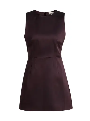 Staud Women's Garden Satin Sleeveless Sheath Minidress - Earth | Thumbnail 1 Staud Women's Garden Satin Sleeveless Sheath Minidress - Earth | Thumbnail 1