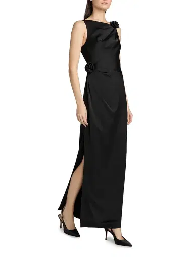 As It May Women's Rosette Draped Column Gown - Black | Thumbnail 2 As It May Women's Rosette Draped Column Gown - Black | Thumbnail 2