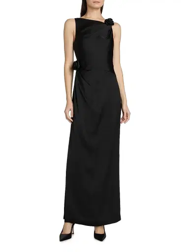 As It May Women's Rosette Draped Column Gown - Black | Thumbnail 3 As It May Women's Rosette Draped Column Gown - Black | Thumbnail 3