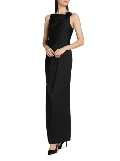 As It May Women's Rosette Draped Column Gown - Black | Thumbnail 4 As It May Women's Rosette Draped Column Gown - Black | Thumbnail 4