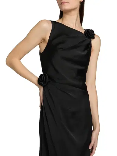 As It May Women's Rosette Draped Column Gown - Black | Thumbnail 6 As It May Women's Rosette Draped Column Gown - Black | Thumbnail 6