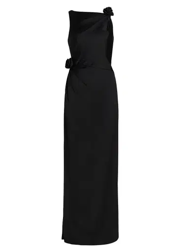 As It May Women's Rosette Draped Column Gown - Black | Thumbnail 1 As It May Women's Rosette Draped Column Gown - Black | Thumbnail 1