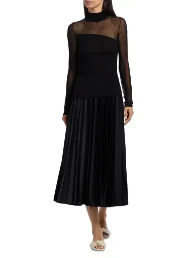 Jason Wu Collection Women's Crepe Satin Pleated Midi-Skirt - Black | Thumbnail 2 Jason Wu Collection Women's Crepe Satin Pleated Midi-Skirt - Black | Thumbnail 2