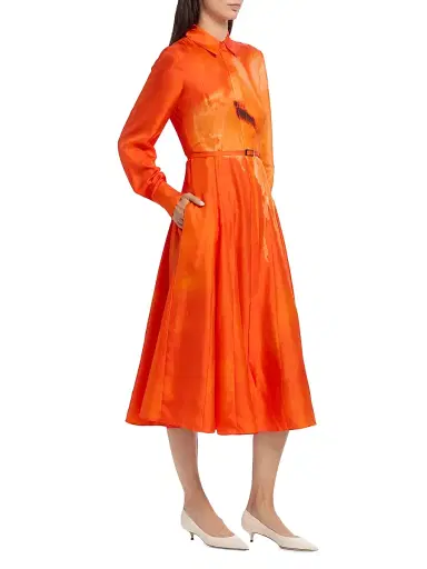 Jason Wu Collection Women's Watercolor Floral Silk Pleated Shirtdress | Thumbnail 4 Jason Wu Collection Women's Watercolor Floral Silk Pleated Shirtdress | Thumbnail 4