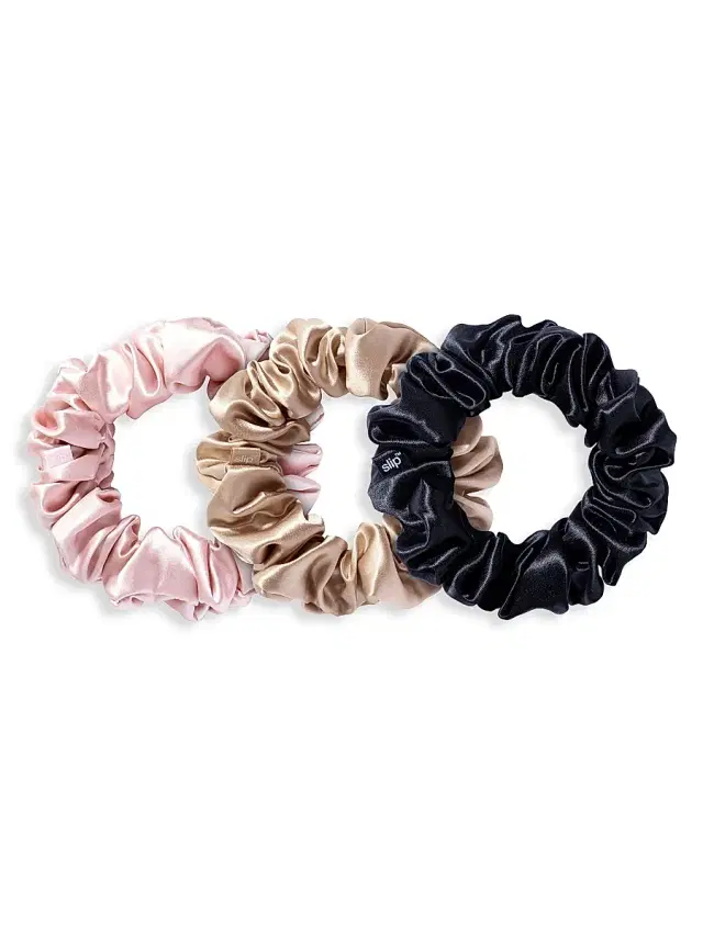 Women's 3-Piece Pure Silk Scrunchie Set - Mixed Women's 3-Piece Pure Silk Scrunchie Set - Mixed
