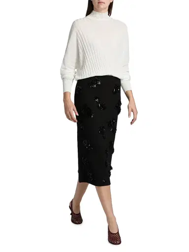 Proenza Schouler Women's Moira Sequin Fringe-Appliqué Crepe Midi-Skirt - Black - Size 4 | Thumbnail 2 Proenza Schouler Women's Moira Sequin Fringe-Appliqué Crepe Midi-Skirt - Black - Size 4 | Thumbnail 2
