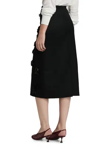 Proenza Schouler Women's Moira Sequin Fringe-Appliqué Crepe Midi-Skirt - Black - Size 4 | Thumbnail 5 Proenza Schouler Women's Moira Sequin Fringe-Appliqué Crepe Midi-Skirt - Black - Size 4 | Thumbnail 5