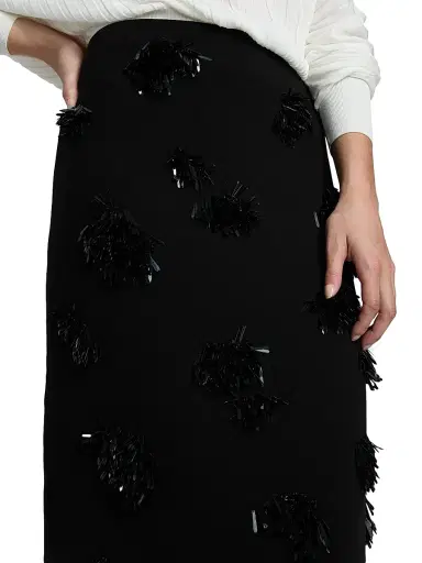 Proenza Schouler Women's Moira Sequin Fringe-Appliqué Crepe Midi-Skirt - Black - Size 4 | Thumbnail 6 Proenza Schouler Women's Moira Sequin Fringe-Appliqué Crepe Midi-Skirt - Black - Size 4 | Thumbnail 6