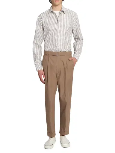 OFFICINE GÉNÉRALE Men's Gad Striped Cotton Shirt - Ginger Bread White - Size Medium | Thumbnail 2 OFFICINE GÉNÉRALE Men's Gad Striped Cotton Shirt - Ginger Bread White - Size Medium | Thumbnail 2