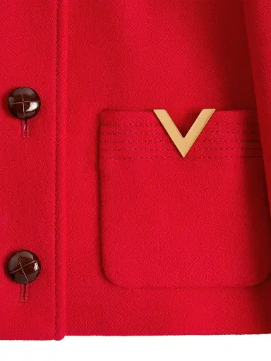 Valentino Garavani Women's Drill Double Caban - Red | Thumbnail 6 Valentino Garavani Women's Drill Double Caban - Red | Thumbnail 6