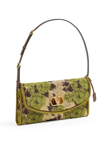 Valentino Garavani Women's Devain Small Shoulder Bag in Jacquard Lurex Fabric - Gold Green | Thumbnail 2 Valentino Garavani Women's Devain Small Shoulder Bag in Jacquard Lurex Fabric - Gold Green | Thumbnail 2