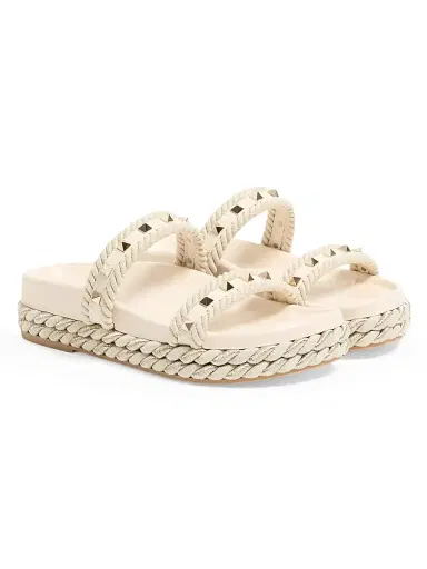 Valentino Garavani Women's Rockstud 20MM Slide Sandals in Calfskin - Light | Thumbnail 2 Valentino Garavani Women's Rockstud 20MM Slide Sandals in Calfskin - Light | Thumbnail 2