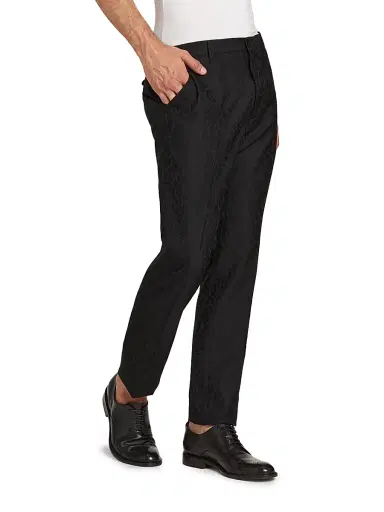 Etro Men's Roma Tonal Animal-Print Straight-Leg Trousers - Black - Size 40 | Thumbnail 4 Etro Men's Roma Tonal Animal-Print Straight-Leg Trousers - Black - Size 40 | Thumbnail 4