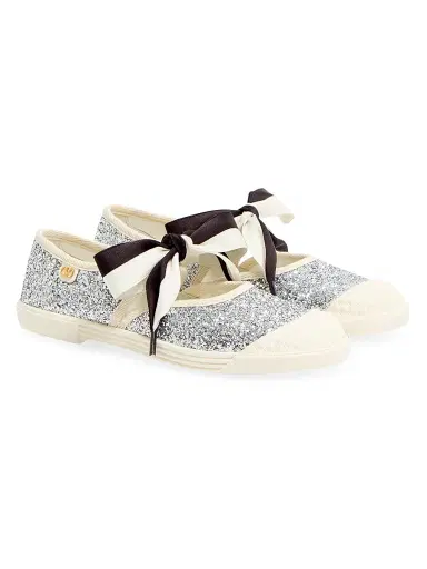 Valentino Garavani Women's Bay By Bay Glitter Ballerina Sneakers - Silver | Thumbnail 2 Valentino Garavani Women's Bay By Bay Glitter Ballerina Sneakers - Silver | Thumbnail 2