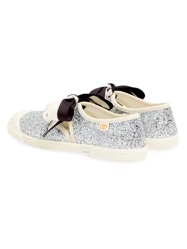 Valentino Garavani Women's Bay By Bay Glitter Ballerina Sneakers - Silver | Thumbnail 3 Valentino Garavani Women's Bay By Bay Glitter Ballerina Sneakers - Silver | Thumbnail 3