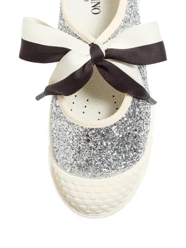 Valentino Garavani Women's Bay By Bay Glitter Ballerina Sneakers - Silver | Thumbnail 5 Valentino Garavani Women's Bay By Bay Glitter Ballerina Sneakers - Silver | Thumbnail 5