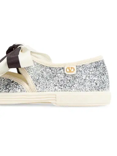 Valentino Garavani Women's Bay By Bay Glitter Ballerina Sneakers - Silver | Thumbnail 6 Valentino Garavani Women's Bay By Bay Glitter Ballerina Sneakers - Silver | Thumbnail 6