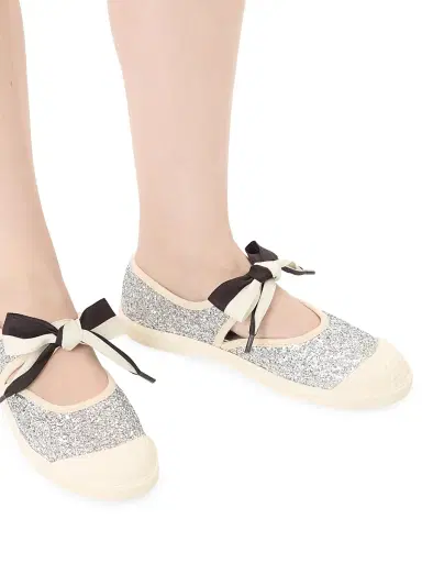 Valentino Garavani Women's Bay By Bay Glitter Ballerina Sneakers - Silver | Thumbnail 7 Valentino Garavani Women's Bay By Bay Glitter Ballerina Sneakers - Silver | Thumbnail 7