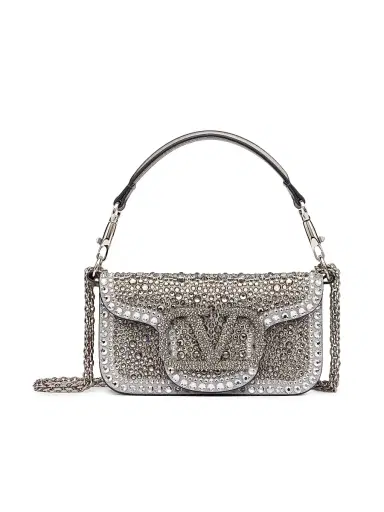 Valentino Garavani Women's Small Locò Top Handle Bag with Rhinestones | Thumbnail 1 Valentino Garavani Women's Small Locò Top Handle Bag with Rhinestones | Thumbnail 1