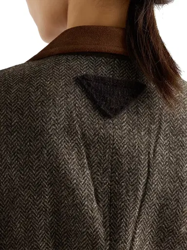 Prada Women's Single-Breasted Shetland Wool Chevron Jacket - Brown | Thumbnail 6 Prada Women's Single-Breasted Shetland Wool Chevron Jacket - Brown | Thumbnail 6