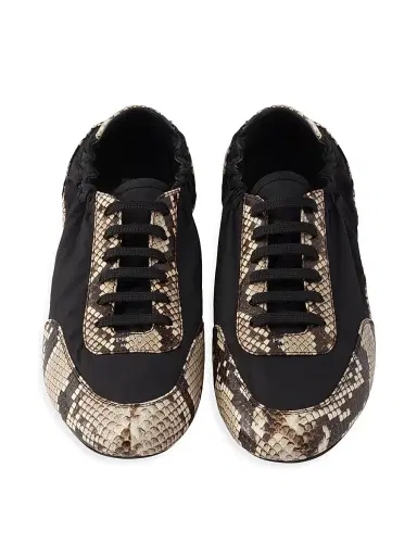 Prada Women's Collapse Re-Nylon and Printed Ayers Leather Sneakers - Black | Thumbnail 2 Prada Women's Collapse Re-Nylon and Printed Ayers Leather Sneakers - Black | Thumbnail 2