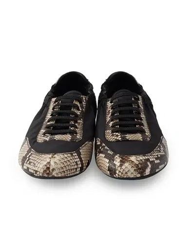 Prada Women's Collapse Re-Nylon and Printed Ayers Leather Sneakers - Black | Thumbnail 4 Prada Women's Collapse Re-Nylon and Printed Ayers Leather Sneakers - Black | Thumbnail 4