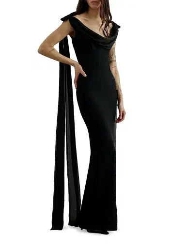 The New Arrivals Ilkyaz Ozel Women's Morticia Cowlneck Gown - Chez Castel - Size 10 | Thumbnail 3 The New Arrivals Ilkyaz Ozel Women's Morticia Cowlneck Gown - Chez Castel - Size 10 | Thumbnail 3