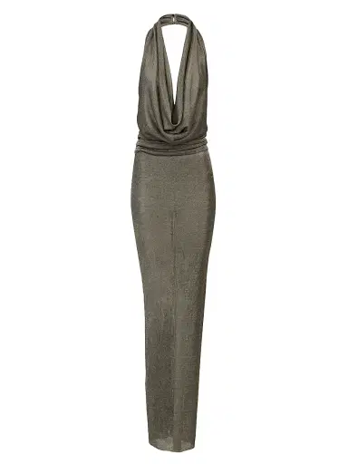 The New Arrivals Ilkyaz Ozel Women's Agel Plunging Halterneck Maxi Dress - Le Chevalier | Thumbnail 1 The New Arrivals Ilkyaz Ozel Women's Agel Plunging Halterneck Maxi Dress - Le Chevalier | Thumbnail 1