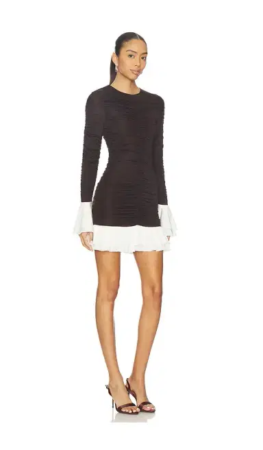 ROTATE Mini Ruched Long Sleeve Dress | Thumbnail 2 ROTATE Mini Ruched Long Sleeve Dress | Thumbnail 2