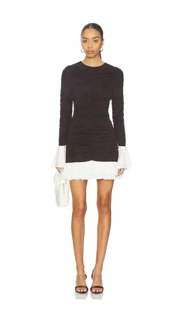 ROTATE Mini Ruched Long Sleeve Dress | Thumbnail 1 ROTATE Mini Ruched Long Sleeve Dress | Thumbnail 1