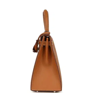 HERMÈS Hermes Kelly Sellier 28 Gold Epsom Palladium Hardware | Thumbnail 4 HERMÈS Hermes Kelly Sellier 28 Gold Epsom Palladium Hardware | Thumbnail 4