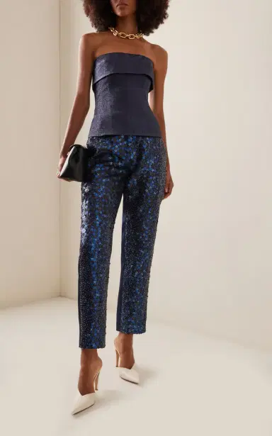 DELPOZO Sequined Satin Straight-Leg Pants | Thumbnail 2 DELPOZO Sequined Satin Straight-Leg Pants | Thumbnail 2