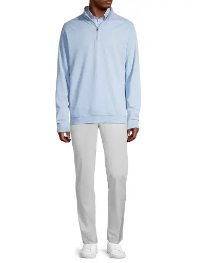 Peter Millar Men's Crown Comfort Cotton Quarter-Zip Classic-Fit Pullover - Cottage Blue | Thumbnail 2 Peter Millar Men's Crown Comfort Cotton Quarter-Zip Classic-Fit Pullover - Cottage Blue | Thumbnail 2