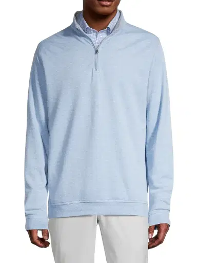 Peter Millar Men's Crown Comfort Cotton Quarter-Zip Classic-Fit Pullover - Cottage Blue | Thumbnail 3 Peter Millar Men's Crown Comfort Cotton Quarter-Zip Classic-Fit Pullover - Cottage Blue | Thumbnail 3