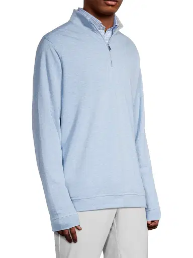 Peter Millar Men's Crown Comfort Cotton Quarter-Zip Classic-Fit Pullover - Cottage Blue | Thumbnail 4 Peter Millar Men's Crown Comfort Cotton Quarter-Zip Classic-Fit Pullover - Cottage Blue | Thumbnail 4
