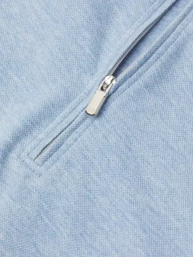 Peter Millar Men's Crown Comfort Cotton Quarter-Zip Classic-Fit Pullover - Cottage Blue | Thumbnail 6 Peter Millar Men's Crown Comfort Cotton Quarter-Zip Classic-Fit Pullover - Cottage Blue | Thumbnail 6