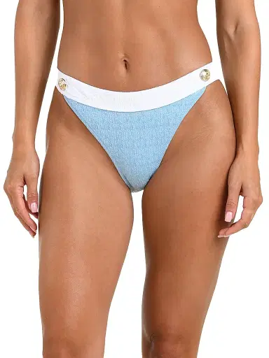 L'AGENCE Women's Textured Bikini Bottom - Powder Blue | Thumbnail 2 L'AGENCE Women's Textured Bikini Bottom - Powder Blue | Thumbnail 2