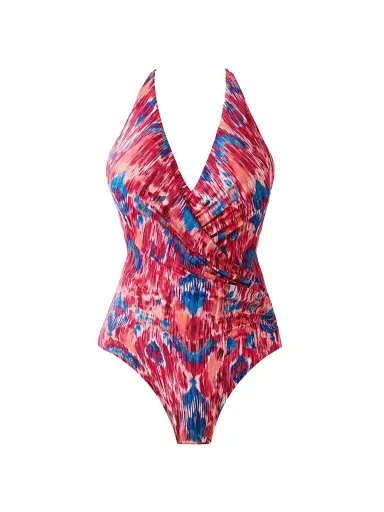 Miraclesuit Swim Women's Ikat Dorado Wrapsody Printed Swimsuit - Size 16 | Thumbnail 1 Miraclesuit Swim Women's Ikat Dorado Wrapsody Printed Swimsuit - Size 16 | Thumbnail 1