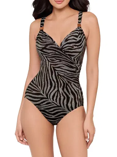 Miraclesuit Swim Women's Zirconic Siren Zebra-Print One-Piece Swimsuit - Black White - Size 16 | Thumbnail 2 Miraclesuit Swim Women's Zirconic Siren Zebra-Print One-Piece Swimsuit - Black White - Size 16 | Thumbnail 2