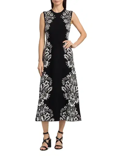 Ulla Johnson Women's Liana Floral Jacquard Midi-Dress - Noir | Thumbnail 3 Ulla Johnson Women's Liana Floral Jacquard Midi-Dress - Noir | Thumbnail 3