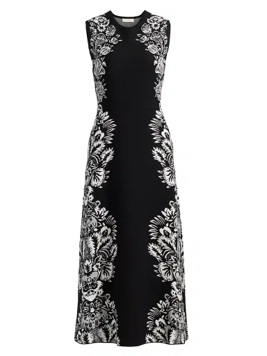 Ulla Johnson Women's Liana Floral Jacquard Midi-Dress - Noir | Thumbnail 1 Ulla Johnson Women's Liana Floral Jacquard Midi-Dress - Noir | Thumbnail 1