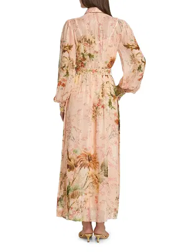 Hemant & Nandita Women's Afya Floral Belted Maxi Shirtdress - Coral | Thumbnail 5 Hemant & Nandita Women's Afya Floral Belted Maxi Shirtdress - Coral | Thumbnail 5