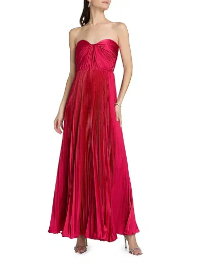 As It May Women's Elia Satin Plissé Gown - Hot Berry | Thumbnail 2 As It May Women's Elia Satin Plissé Gown - Hot Berry | Thumbnail 2