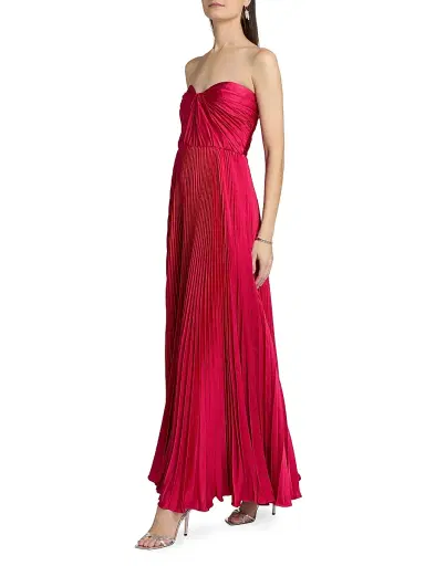 As It May Women's Elia Satin Plissé Gown - Hot Berry | Thumbnail 3 As It May Women's Elia Satin Plissé Gown - Hot Berry | Thumbnail 3