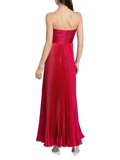 As It May Women's Elia Satin Plissé Gown - Hot Berry | Thumbnail 5 As It May Women's Elia Satin Plissé Gown - Hot Berry | Thumbnail 5